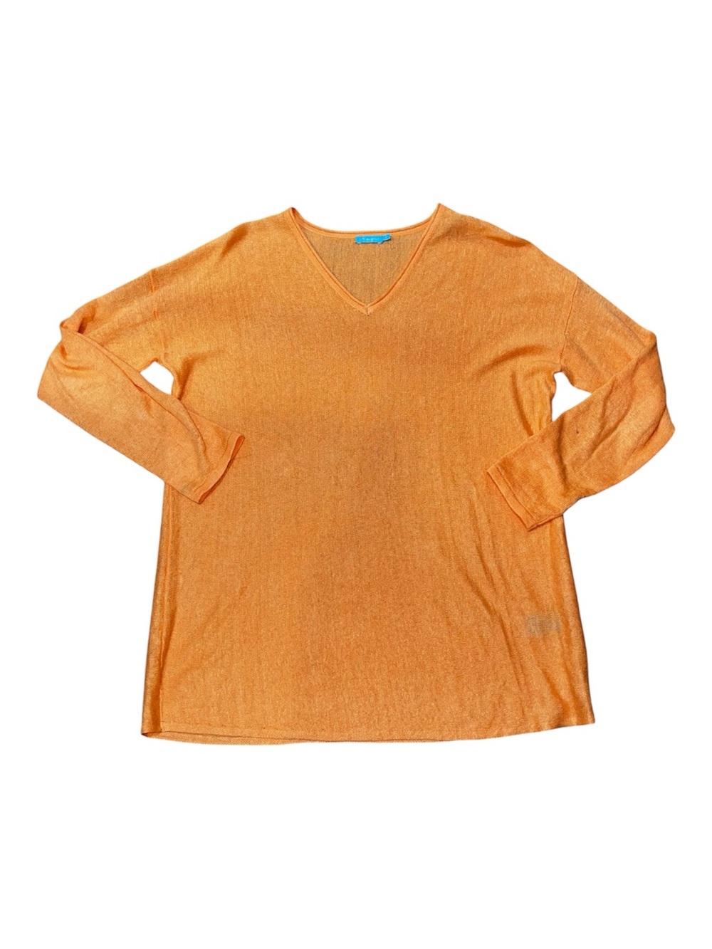 J MCLAUGHLIN 100% Linen Tangerine V-Neck Pullover Sweater